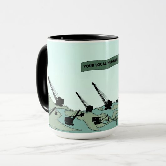 GEWERKSCHAFTS-KRAN UND SCHAUFEL-FUNKTIONIERENDES TASSE (Vorderseite Links)