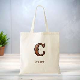 Gewerkter Western-Leder-Initial-Monogramm C Tragetasche