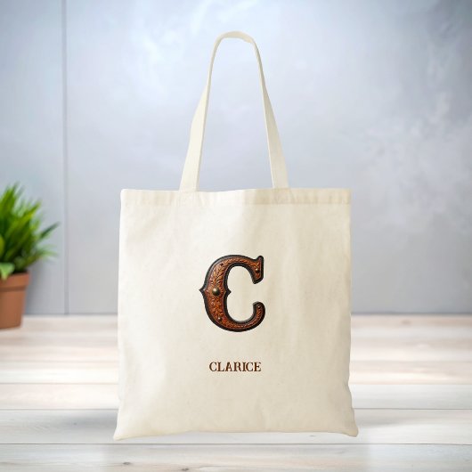Gewerkter Western-Leder-Initial-Monogramm C Tragetasche