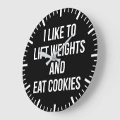 Gewicht heben und Cookies essen - Lustiges Trainin Große Wanduhr (Winkel)