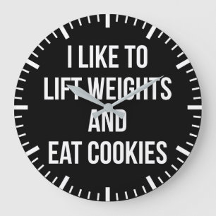Gewicht heben und Cookies essen - Lustiges Trainin Große Wanduhr