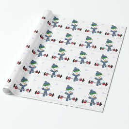 Gewicht Lifting Snowman Geschenkpapier