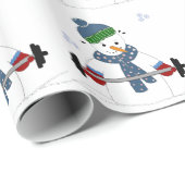 Gewicht Lifting Snowman Geschenkpapier (Rolleneckpunkt)
