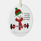 Gewicht Lifting Snowman Keramik Ornament (Rechts)
