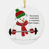 Gewicht Lifting Snowman Keramik Ornament (Vorne)