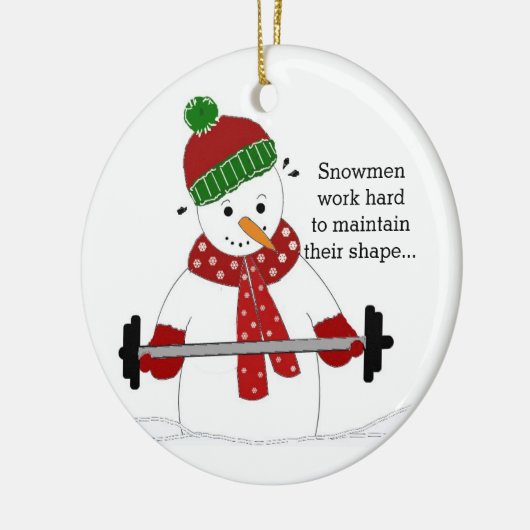 Gewicht Lifting Snowman Keramik Ornament (Links)
