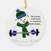 Gewicht Lifting Snowman Keramikornament (Vorne)