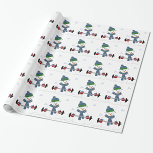 Gewichte hebender Schneemann Geschenkpapier