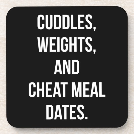 Gewichte, Kuddel, Cheat Meal Dates - Neuartiger Fi Getränkeuntersetzer (Vorderseite)
