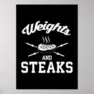 Gewichte und Steaks - Funny Gym Poster