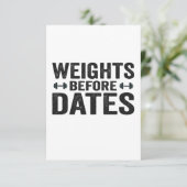 Gewichte vor dem Datum Funny Fitness Workout Gesch Dankeskarte (Stehend Vorderseite)