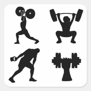 Gewichtheben, Sport, Bodybuilding Quadratischer Aufkleber