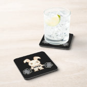 Gewichts-Anhebenhäschen-Cartoon - niedlicher Getränkeuntersetzer (Rechte Seite)