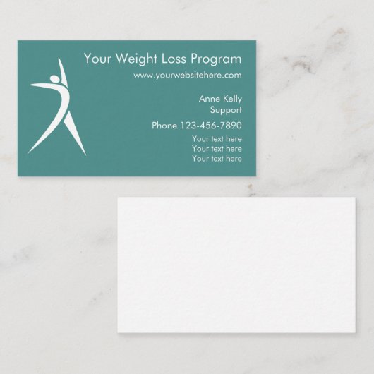 Gewichts-Verlust-Programm Visitenkarte (Vorne/Hinten)