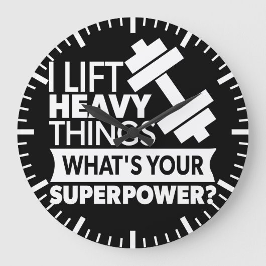 Gewichtsabnahme - Ich heftige Dinge heben - SuperP Große Wanduhr (Vorderseite)