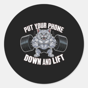 Gewichtsheben Cat Gym Fitness Workout Bodybuilding Runder Aufkleber