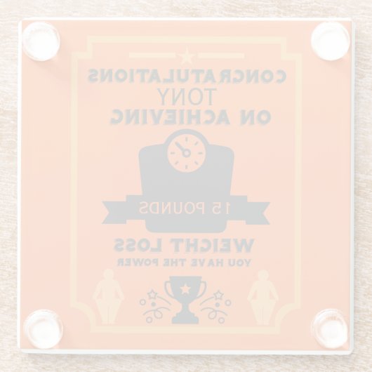 Gewichtsverlust - Begrüßung Glasuntersetzer (Rückseite)