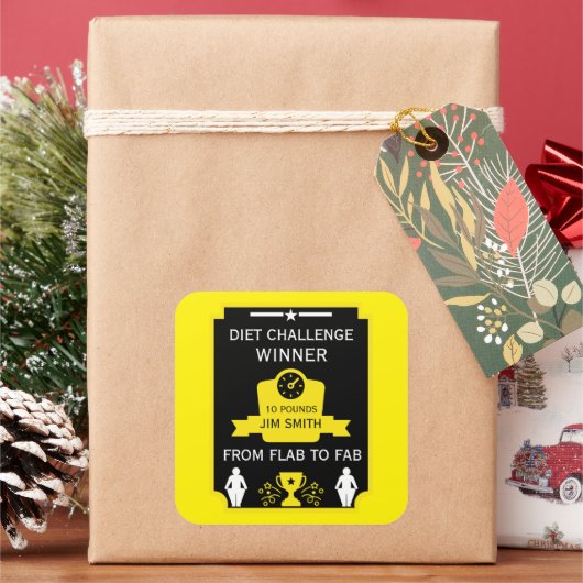 Gewichtsverlust - Begrüßung Quadratischer Aufkleber (Feiertag)