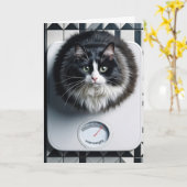 Gewichtsverlust Spaß Katze auf Skala Karte (Gelbe Blume)