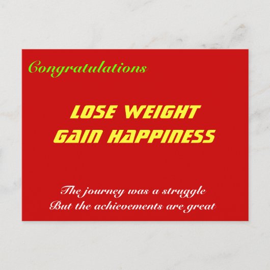 Gewichtszunahme Glück verlieren Postkarte (Vorderseite)