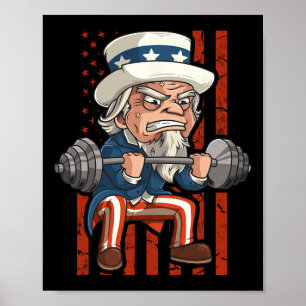 Gewichtszunahme Onkel Sam Patriotic 4. Juli Gym Poster