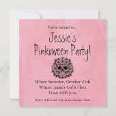 Gewinnen des Schädels und rosa Rosen gotisch Einladung (Rückseite)