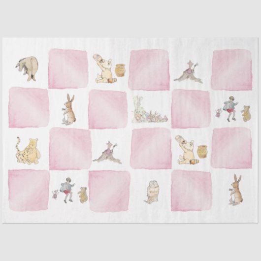 Gewinnen Sie das Pooh Pink Karo Tissue Paper Seidenpapier (Vorderseite)