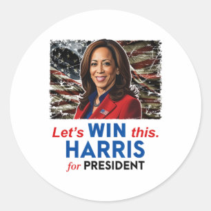 Gewinnen Sie dieses Harris für Präsident Kamala Ha Runder Aufkleber