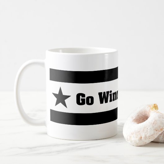 Gewinnendes Team-Typografie Schwarz Sterne Kaffeetasse (Mit Donut)