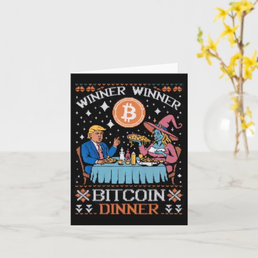 Gewinner Bitcoin Dinner Ugly Trump Xmas Sweat Karte (Gelbe Blume)