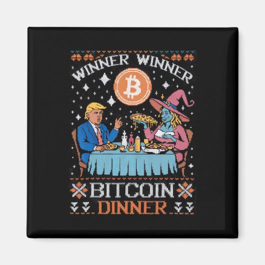 Gewinner Bitcoin Dinner Ugly Trump Xmas Sweat Magnet (Vorne)