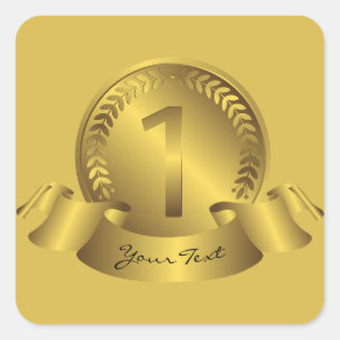Gewinner des Gold Medal & Custom Text Award Quadratischer Aufkleber