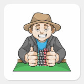 Gewinner des Pokers Quadratischer Aufkleber (Vorderseite)