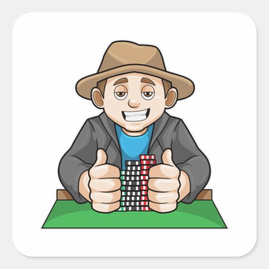 Gewinner des Pokers Quadratischer Aufkleber (Vorderseite)