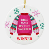 Gewinner des Ugly Sweater Contest Prize Keramik Ornament (Vorne)