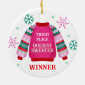 Gewinner des Ugly Sweater Contest Prize Keramik Ornament (Hinten)