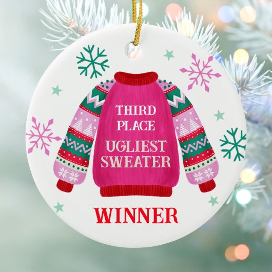 Gewinner des Ugly Sweater Contest Prize Keramik Ornament