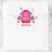 Gewinner des Ugly Sweater Contest Prize Runder Aufkleber (Tasche)