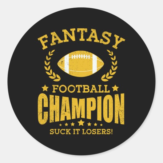Gewinner Fantasy Football Champ Champion Draft Foo Runder Aufkleber (Vorderseite)