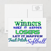 Gewinner....Fast Pitch Softball Postkarte (Vorne/Hinten)