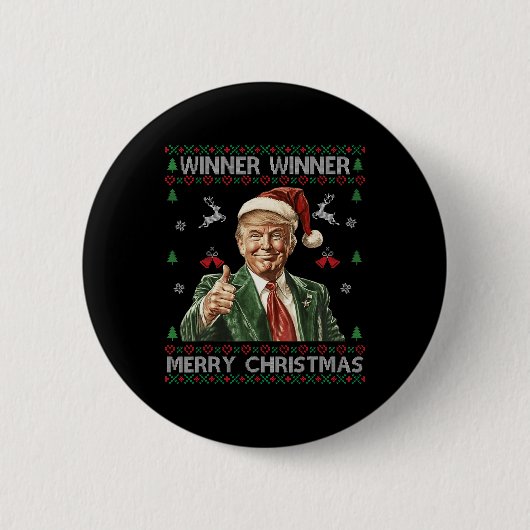 Gewinner Frohe Weihnachten Trump Santa Ugly Swe Button (Vorderseite)