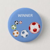 Gewinner Fußball (Fußball) Balls on Sky Blue Button (Vorderseite)