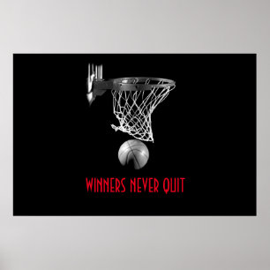 Gewinner geben Basketball nie auf Poster