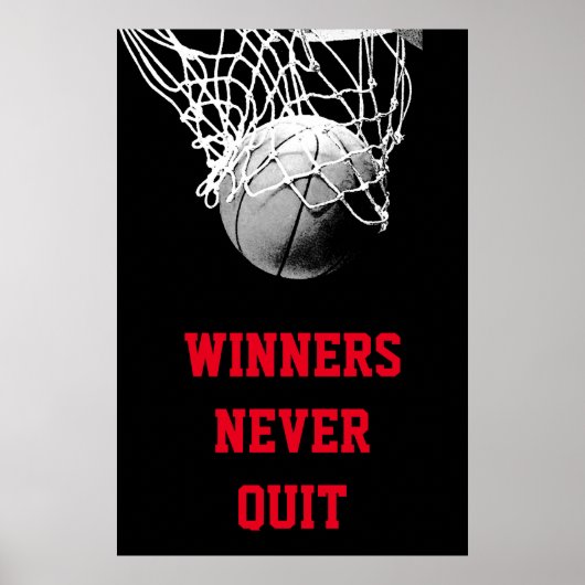 Gewinner geben nie das Erreichen von Basketball-Po Poster (Vorne)