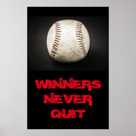 Gewinner geben nie den inspirierenden Baseball ab Poster (Vorne)