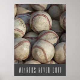 Gewinner geben nie den inspirierenden Baseball ab Poster