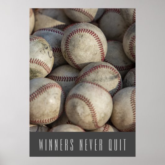 Gewinner geben nie den inspirierenden Baseball ab Poster (Vorne)
