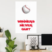 Gewinner geben nie die inspirierende Baseball-Pop- Poster (Heimbüro)