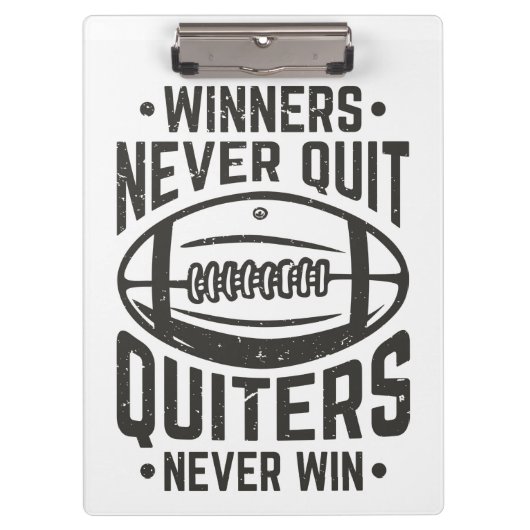 Gewinner geben nie mit dem Angebot auf Klemmbrett (Vorderseite)