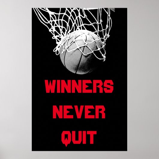 Gewinner geben nie Motivierend Basketball-Poster a Poster (Vorne)